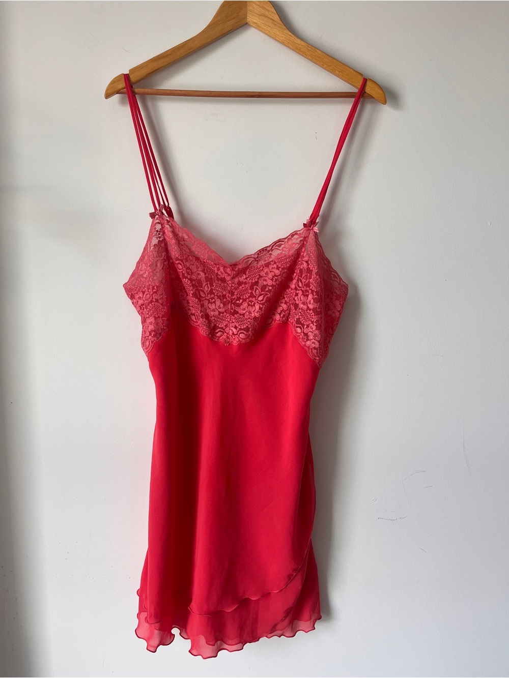 Vintage La Vie En Rose Coral Pink Tiered 5-Layer Slip Dress | Sz XL | Babydoll